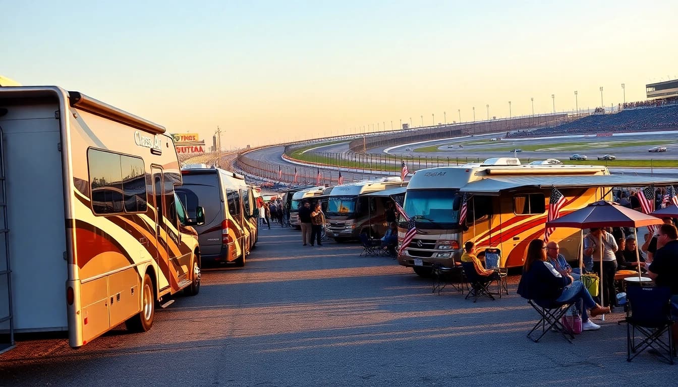 Aerial view of Daytona International Speedway infield camping during race week