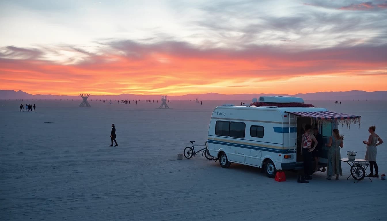 RVs camped in Black Rock City on the playa