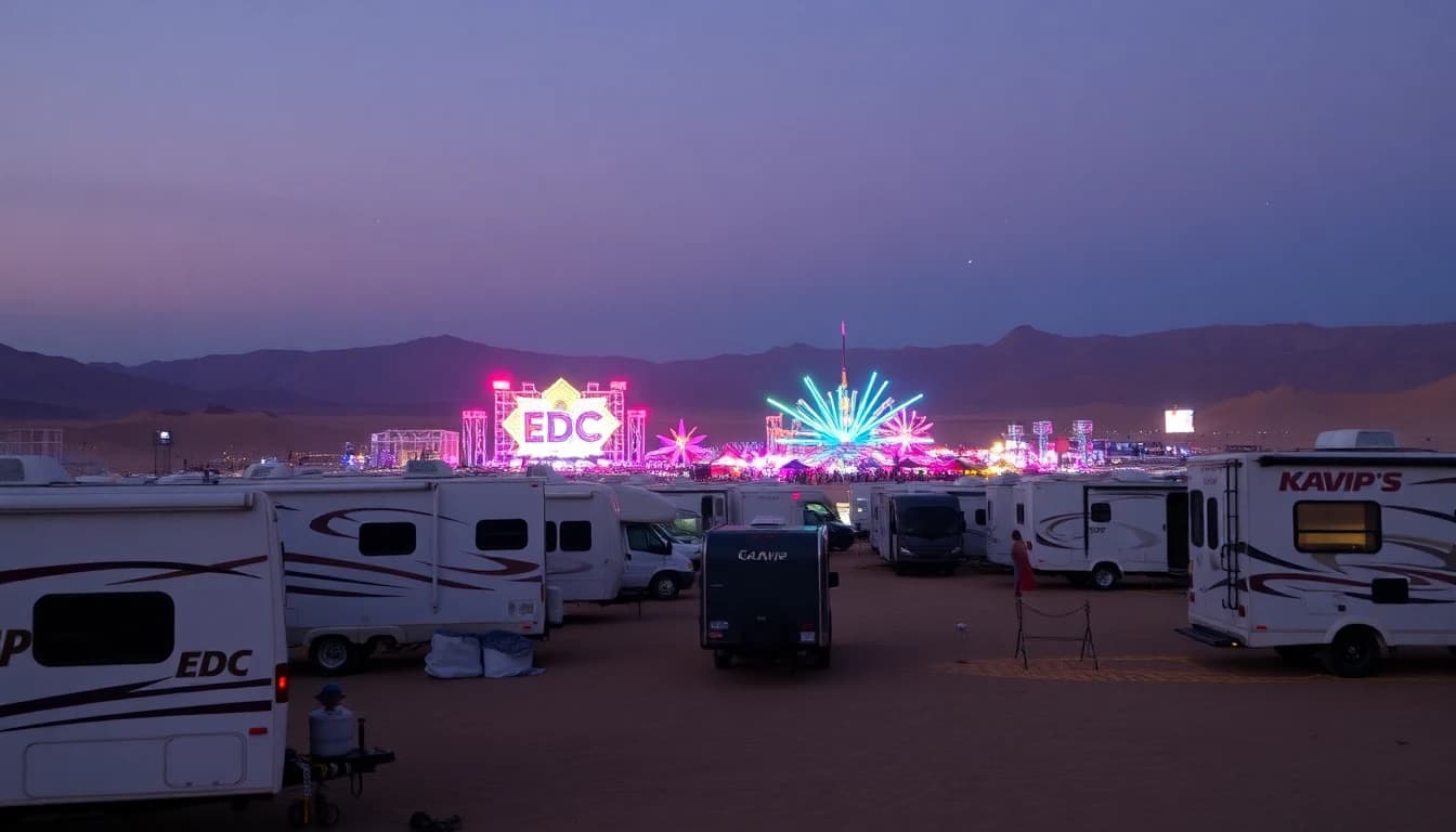 RV camping at Camp EDC, Las Vegas Motor Speedway