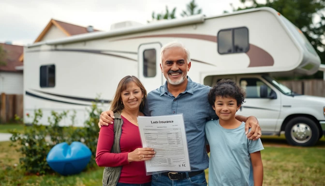 Temporary RV housing outside a damaged home