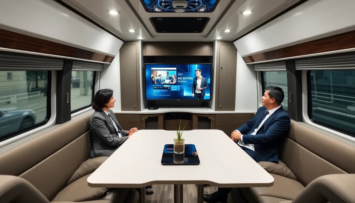 Mobile meeting room unit at a corporate event