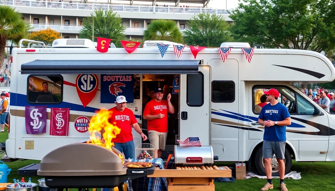 SEC football tailgating with RVs
