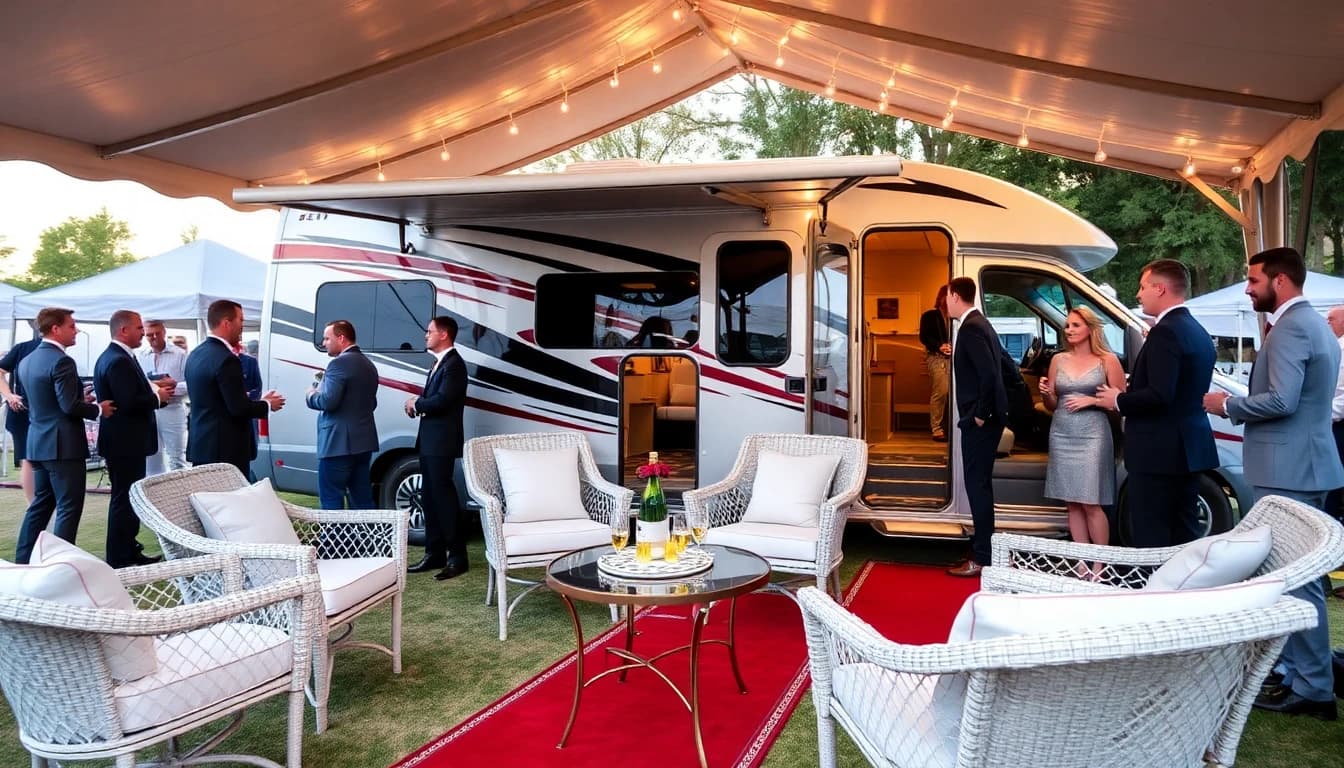 Luxury RV hospitality unit at a major event